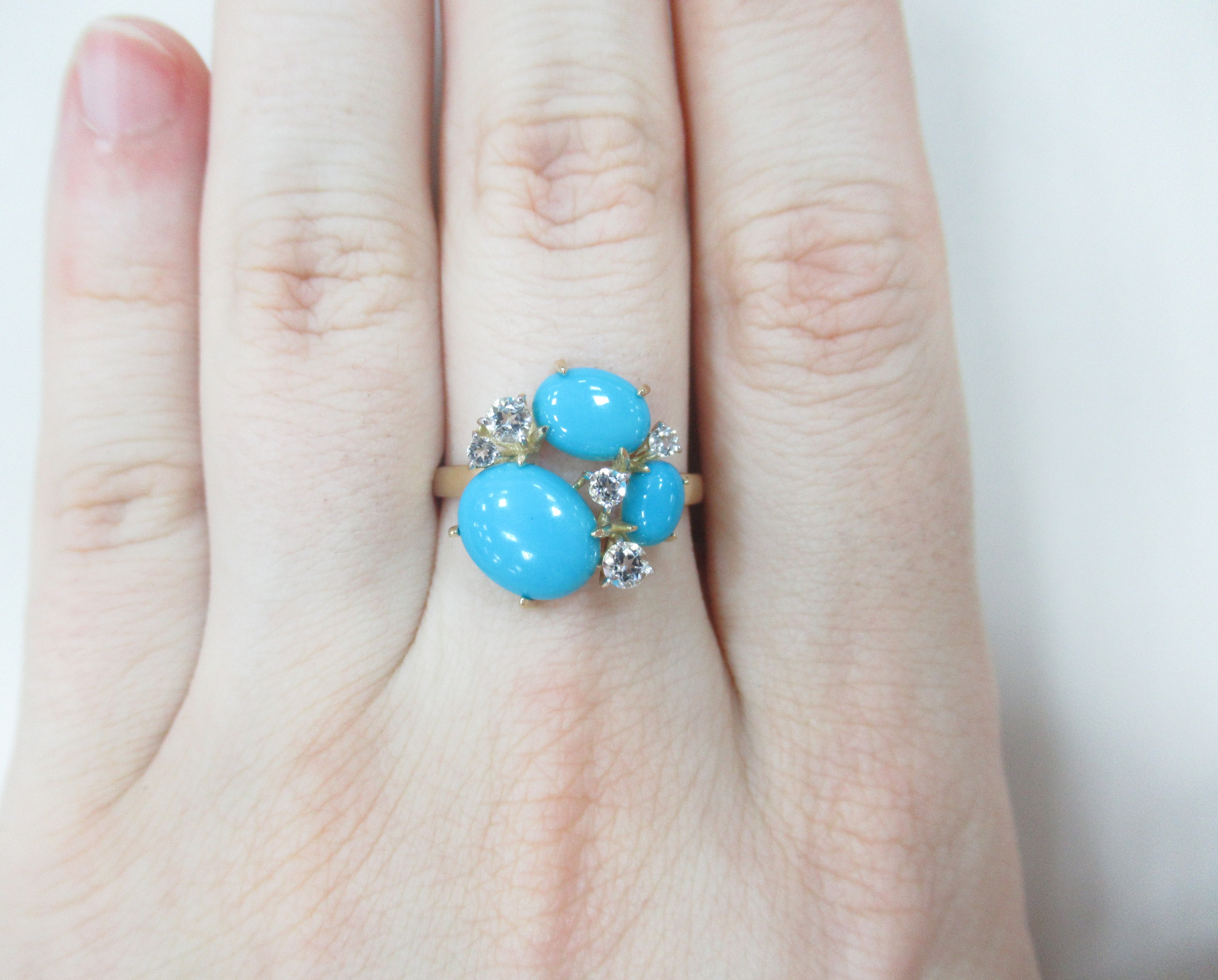 Кольцо из желтого золота с бирюзой